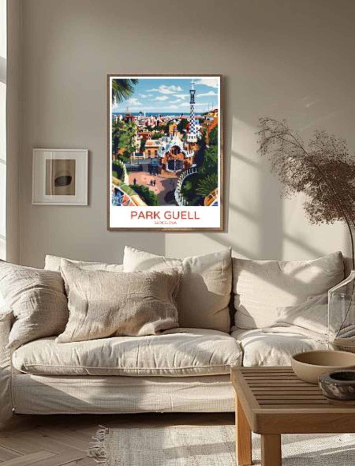 Park Guell Barcelona Gaudi Mosaic Gardens Vintage Travel Poster - Image 2