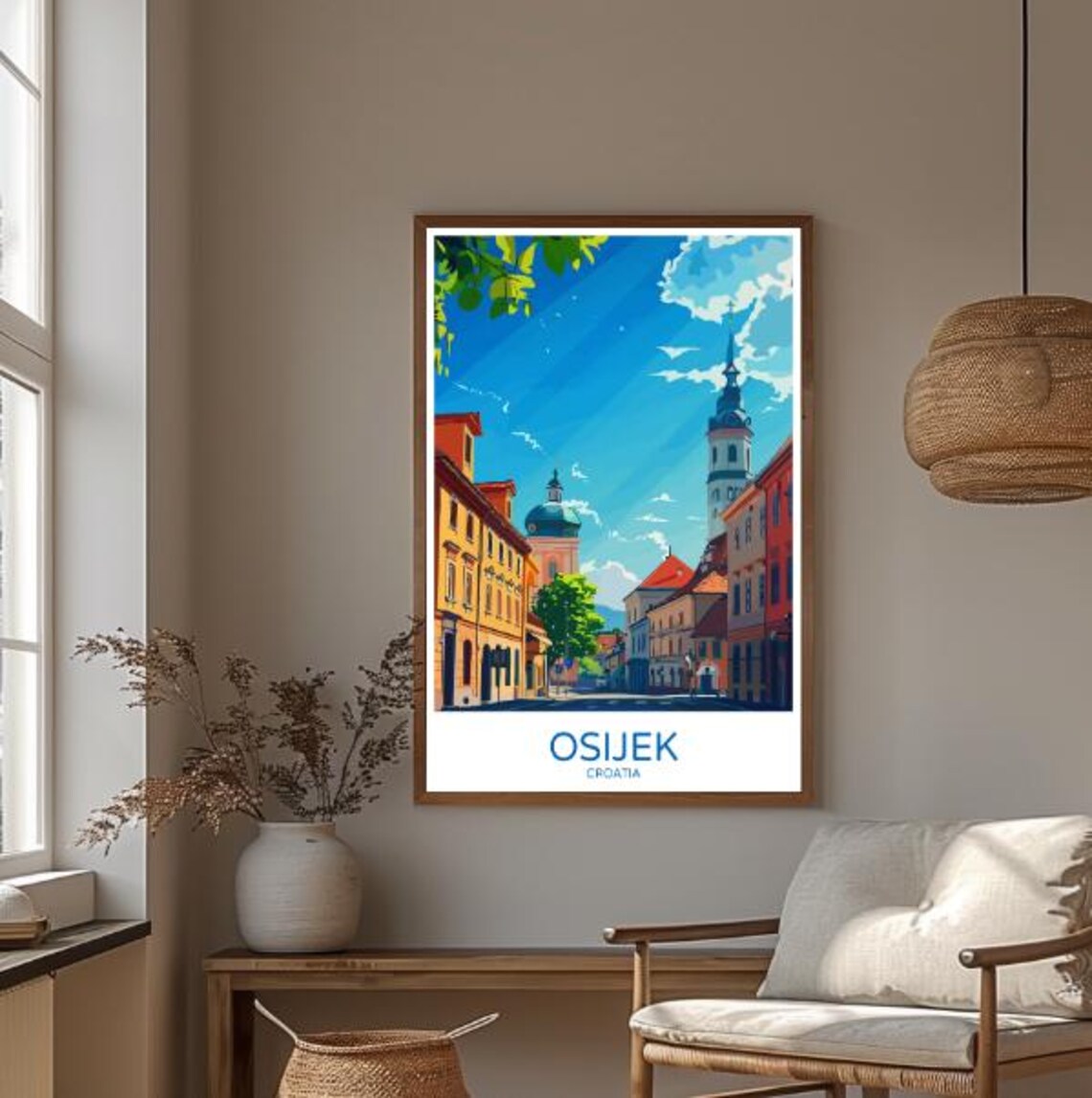 Osijek Croatia Sunny Historic Old Town Street Scene Travel Poster - Image 3