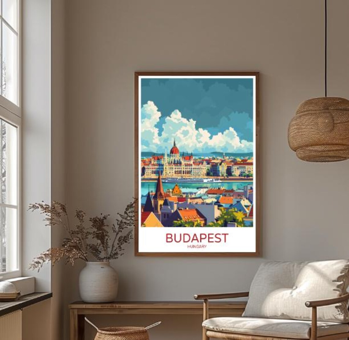 Budapest Skyline Travel Poster Modern Cityscape Wall Art Hungary Travel Print Parliament Building Art European City Decor - Image 3