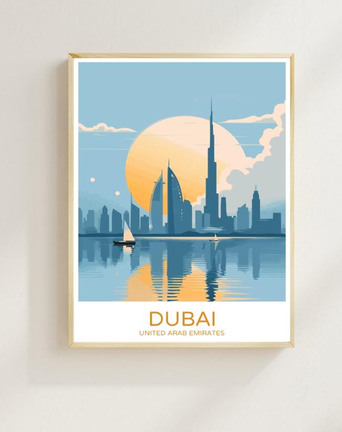 Dubai United Arab Emirates Skyline Burj Khalifa Travel Poster Gift