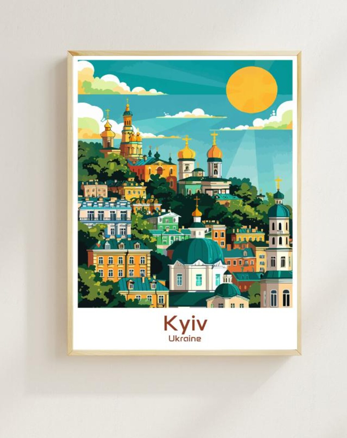 Kyiv Ukraine Golden Domed Churches Historic Cityscape Travel Poster