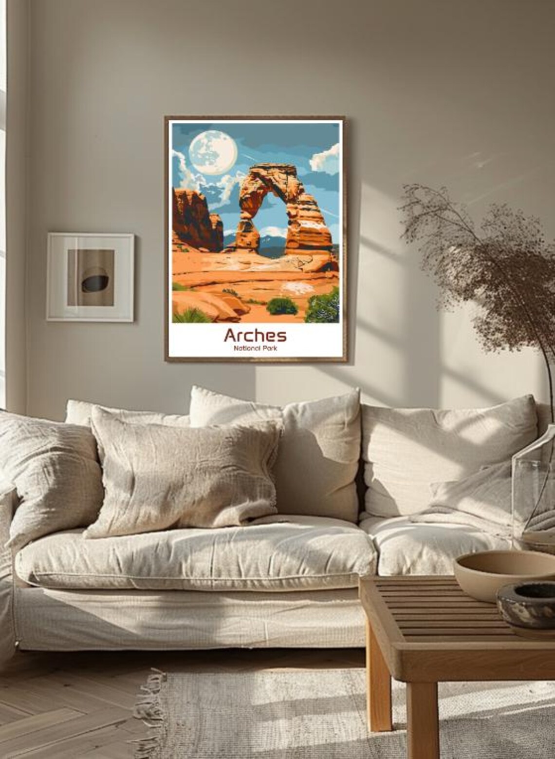 Arches National Park Delicate Arch Moonlit Red Rock Desert Travel Poster - Image 3