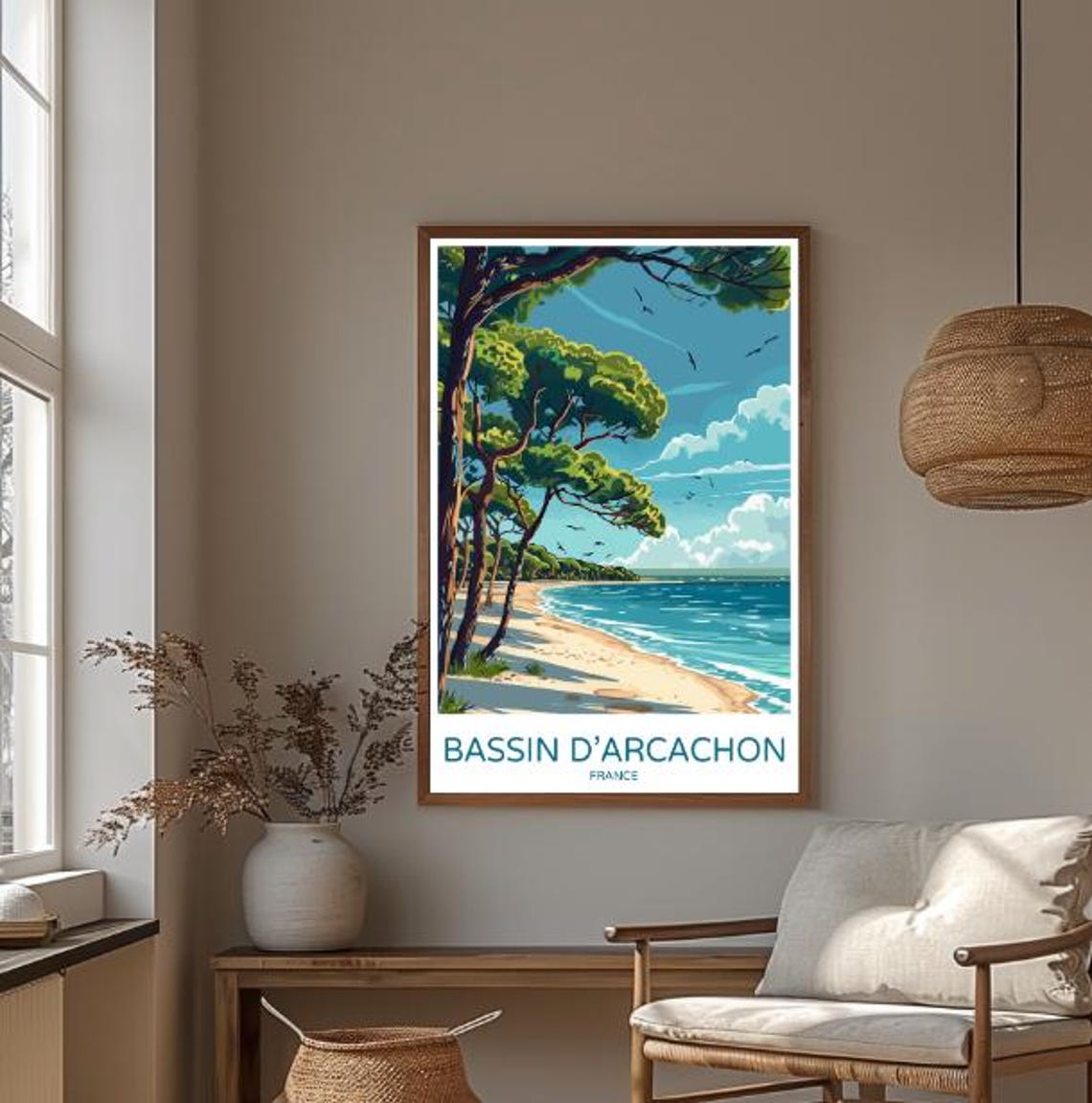 Bassin Darcachon France Travel Poster Scenic Coastal Lagoon Wall Art French Beach Print Arcachon Bay Decor French Landscape Art - Image 3
