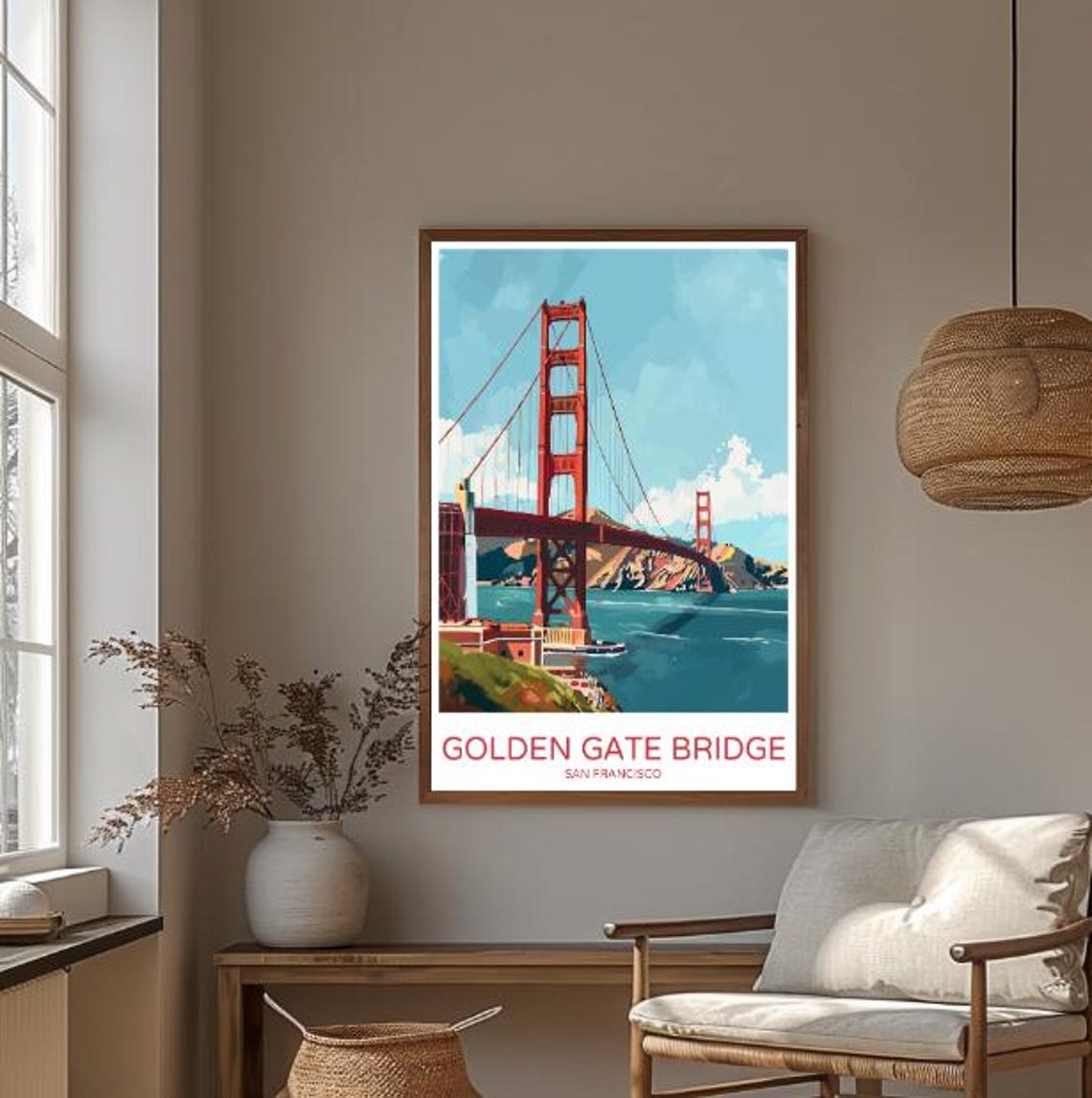 Golden Gate Bridge San Francisco Travel Poster With Bay View Art - Image 3