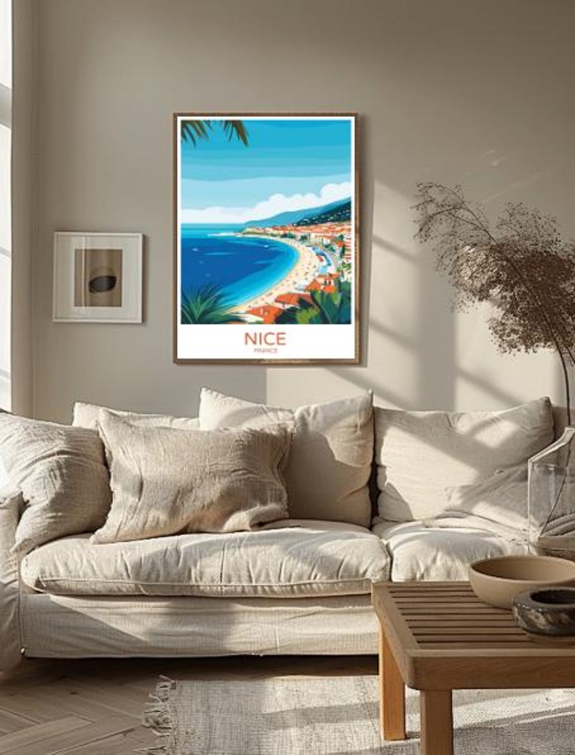 Nice France Travel Poster Vibrant Wall Art Of Promenade Des Anglais And Mediterranean Coast French Riviera Print Seaside Decor - Image 2