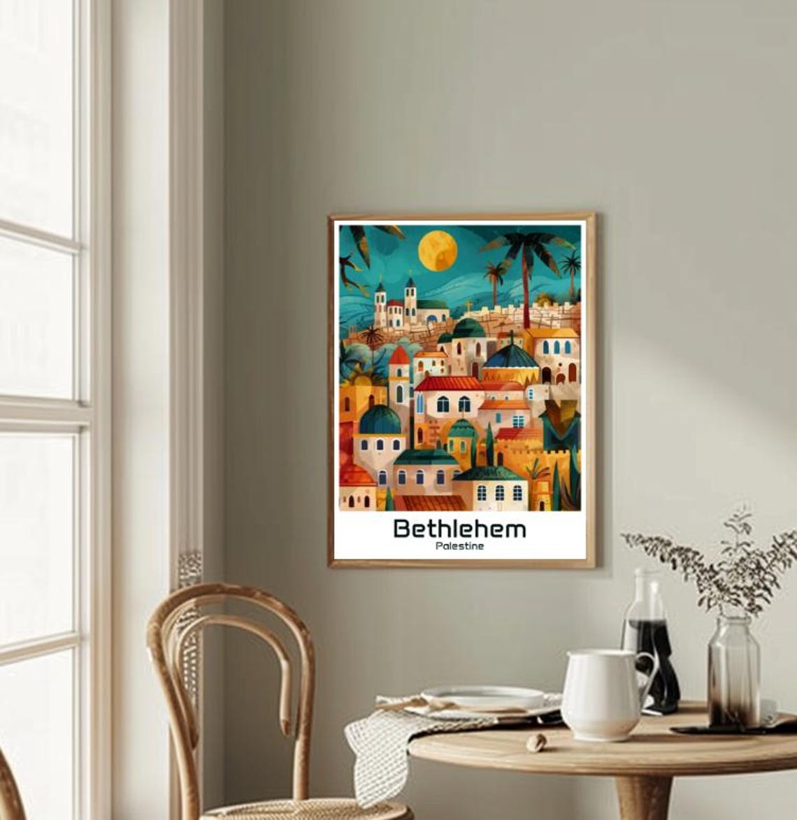 Bethlehem Palestine Historic Old City Domes Moonlit Night Poster - Image 2