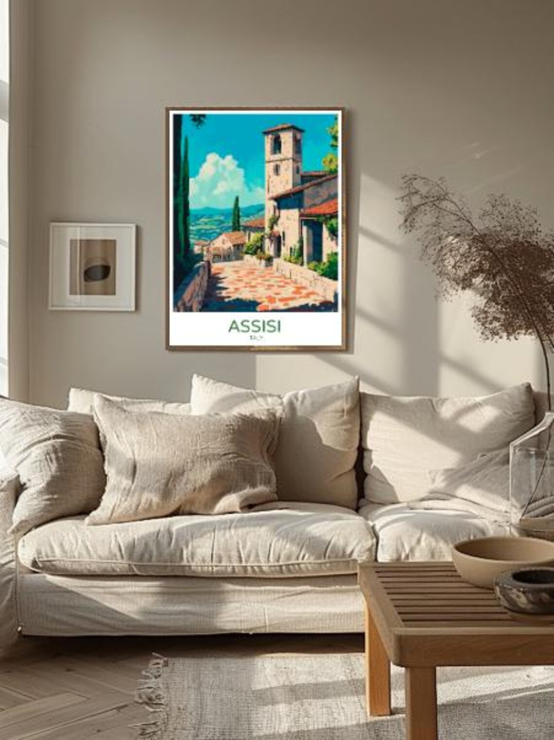 Assisi Italy Travel Poster Scenic Wall Art Of St Francis Basilica And Umbrian Landscape Italy Travel Print Historic Decor - Image 2