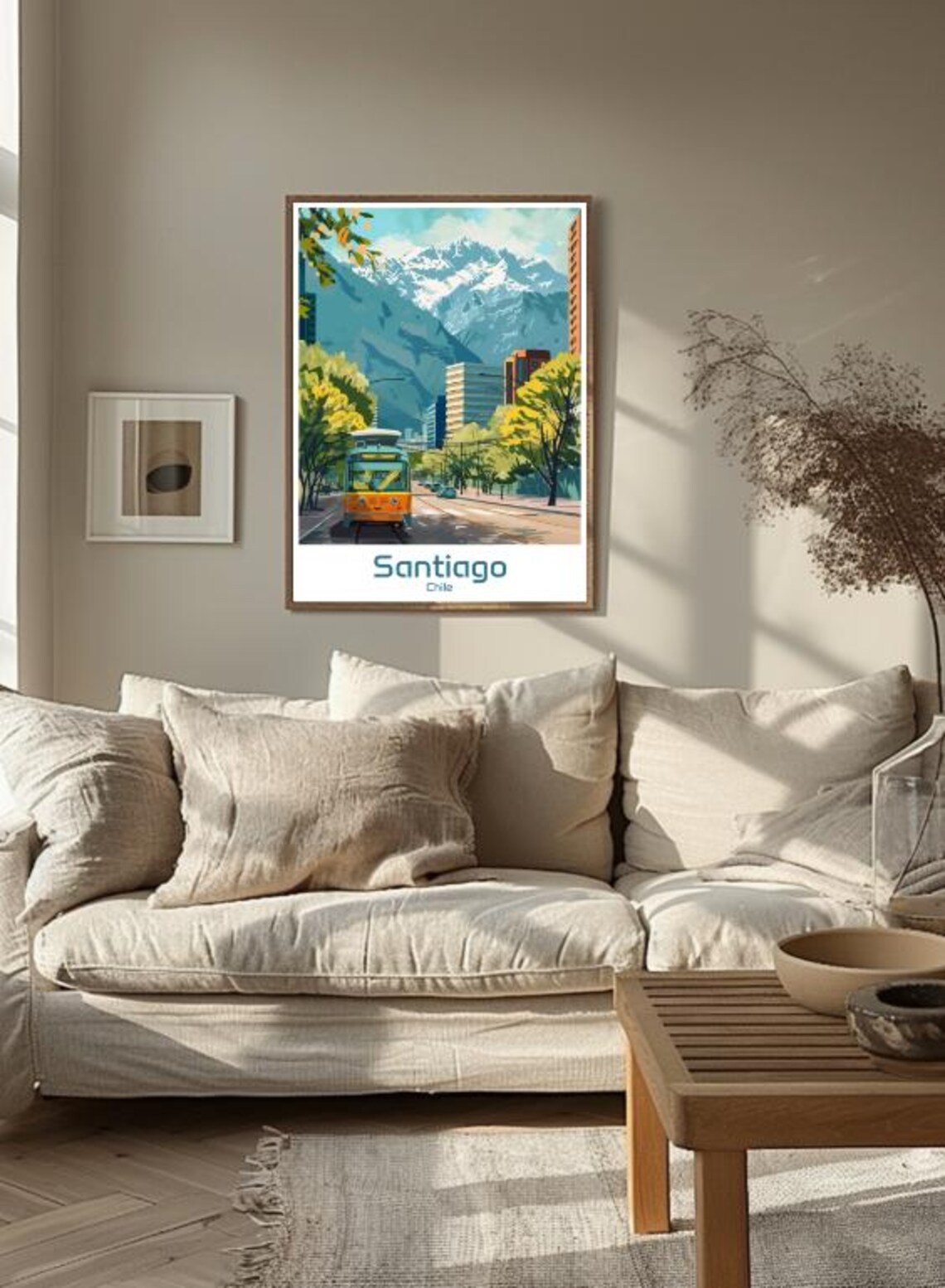 Santiago Chile City Tram Andes Mountains Urban Travel Poster - Image 3