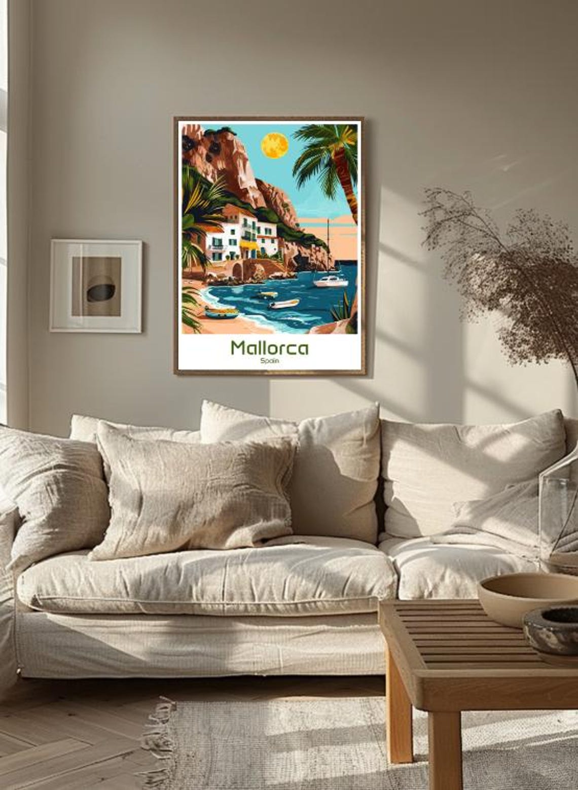 Mallorca Spain Mediterranean Cliffside Village Vintage Travel Poster - Image 3