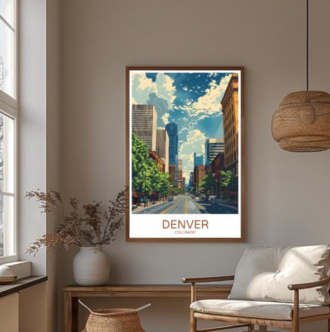 Denver Colorado Travel Poster Vibrant Cityscape Rocky Mountains Wall Art Colorado Skyline Urban Nature Print Travel Gift Home Decor - Image 3