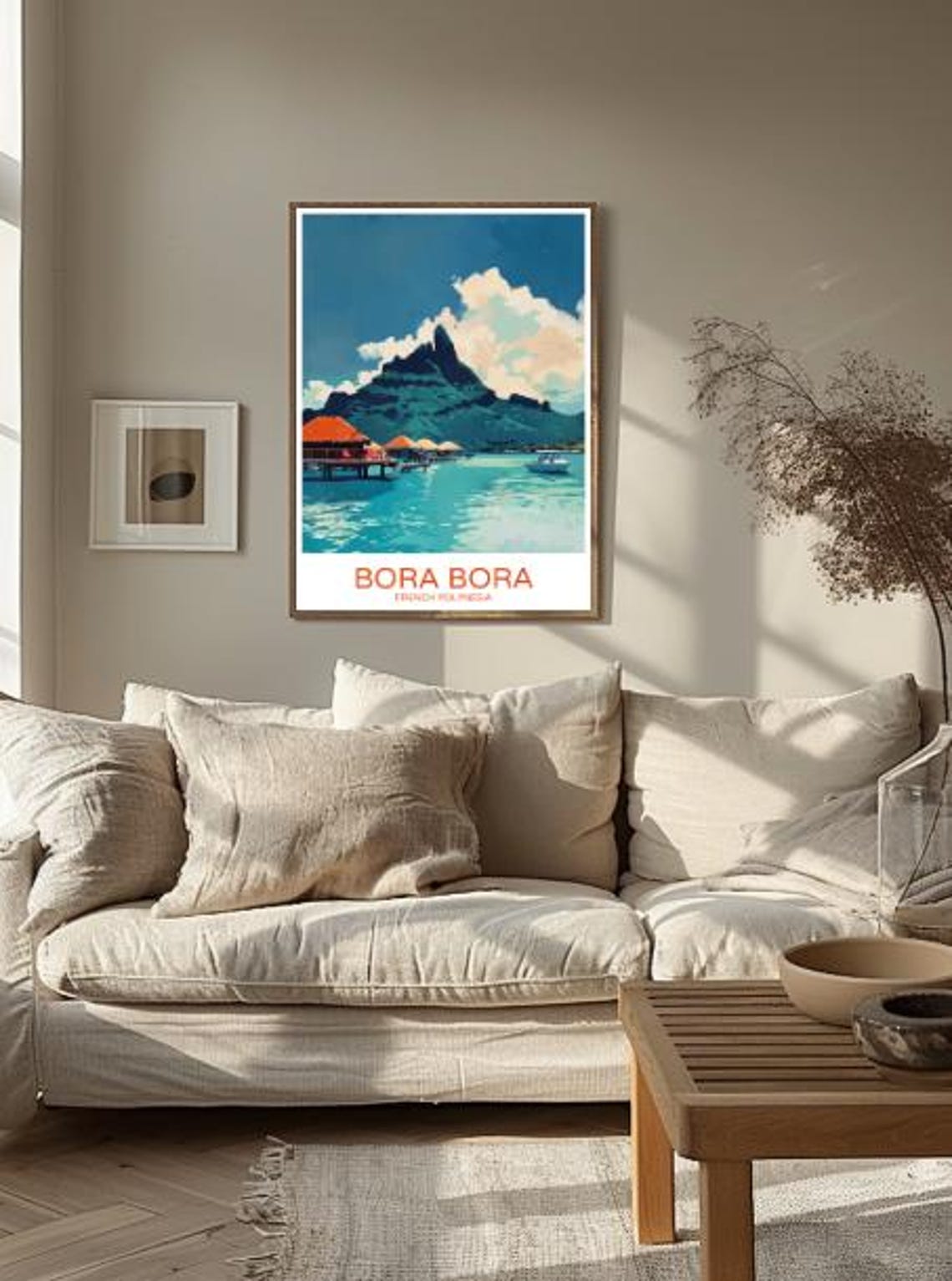 Bora Bora Travel Poster With Overwater Bungalows And Lagoon View - Image 2