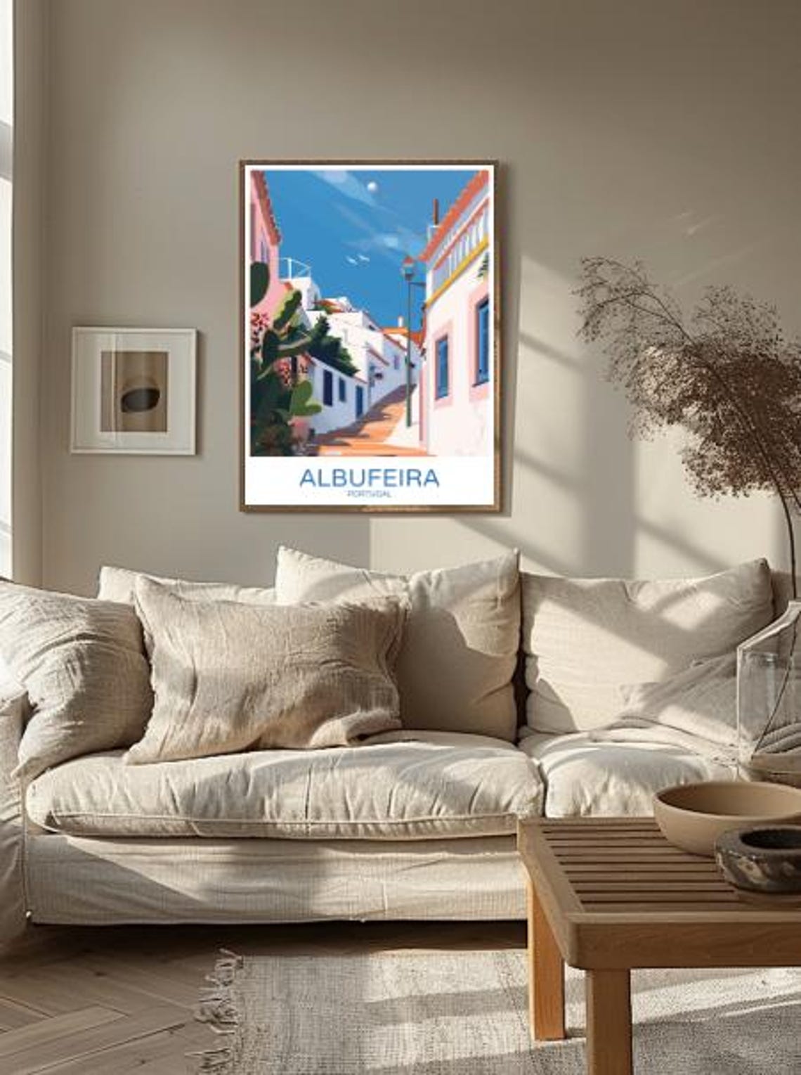 Albufeira Portugal Whitewashed Old Town Street Travel Poster - Image 2
