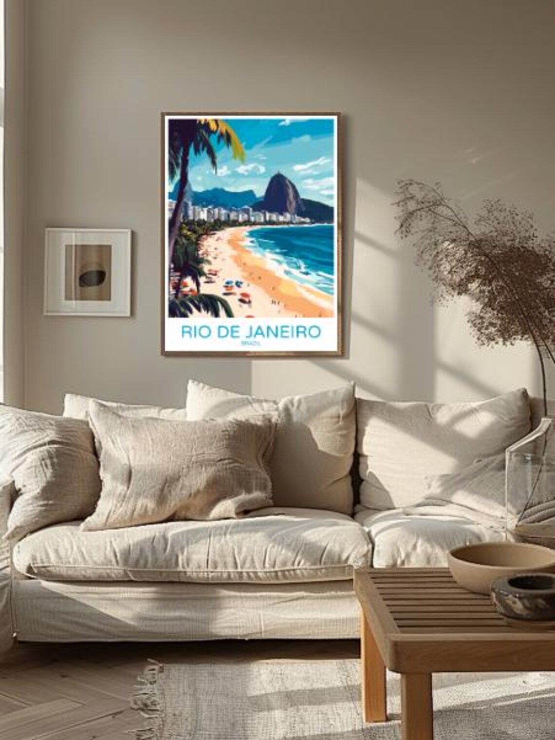 Rio de Janeiro Brazil Travel Poster Beach Palms and Mountain Coastline - Image 2