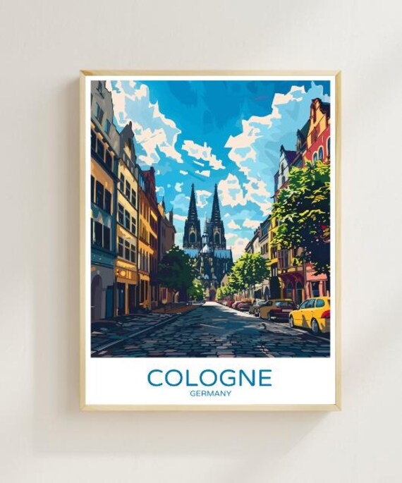 Cologne Germany Cathedral Twin Spires Old Town Street Poster