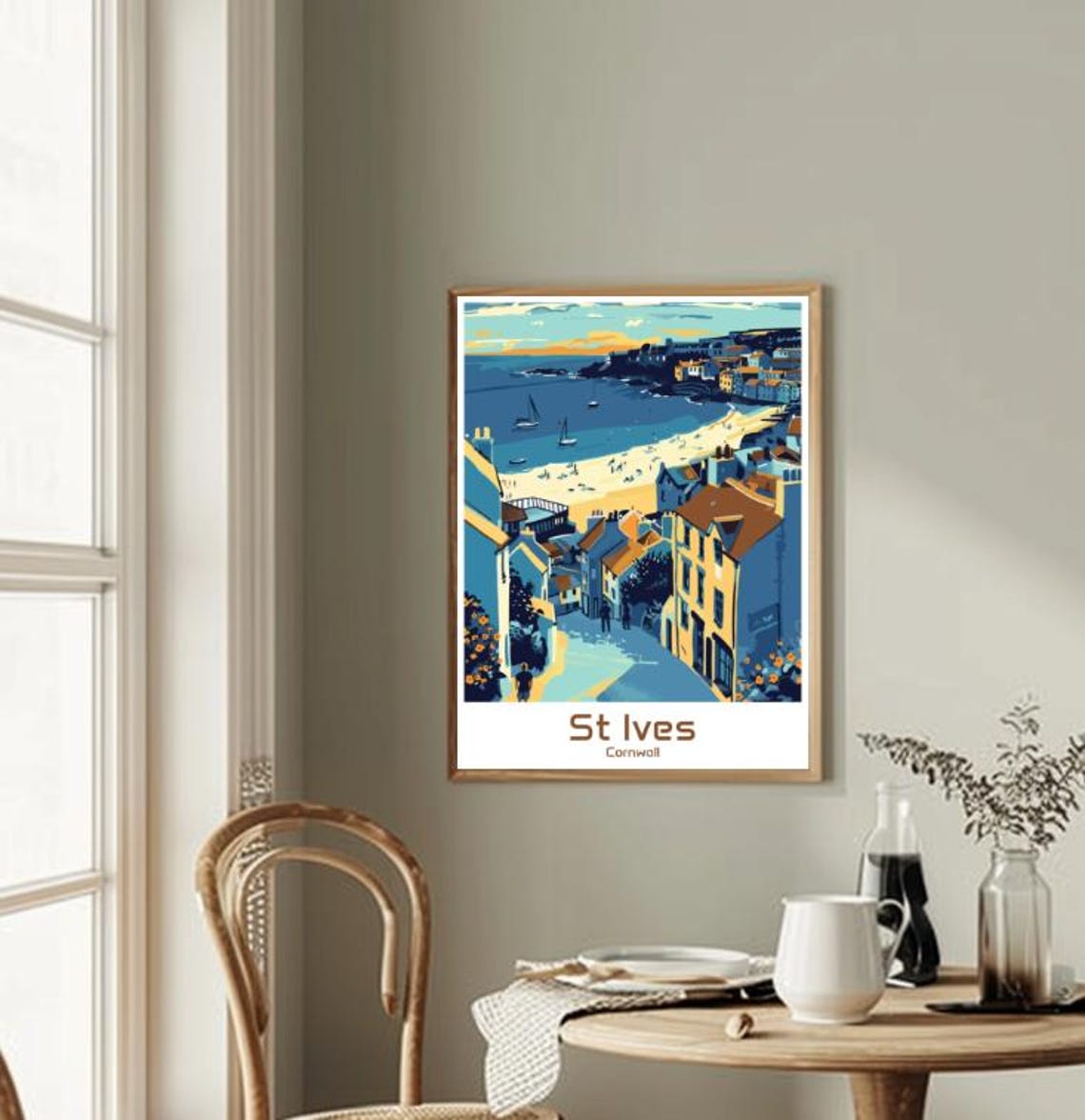 St Ives Cornwall Scenic Seaside Harbor Town Sunset Travel Poster - Image 2