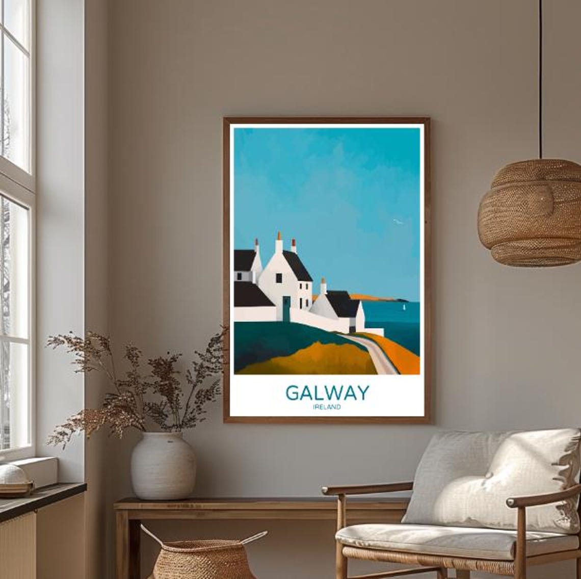 Galway Ireland Coastal Cottages Whitewashed Village Travel Poster - Image 3