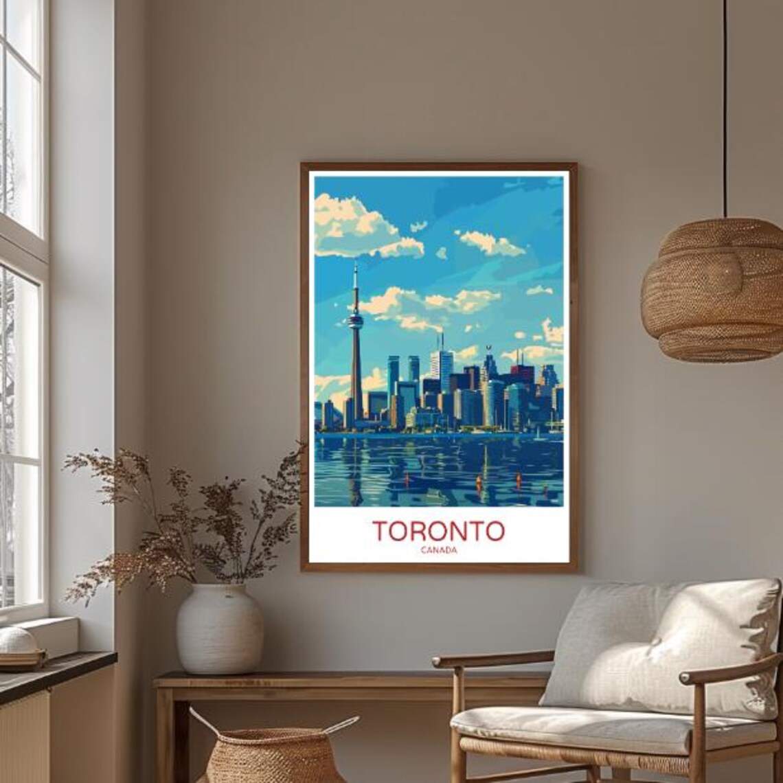Toronto Canada Skyline Travel Poster With CN Tower And Lake View - Image 3