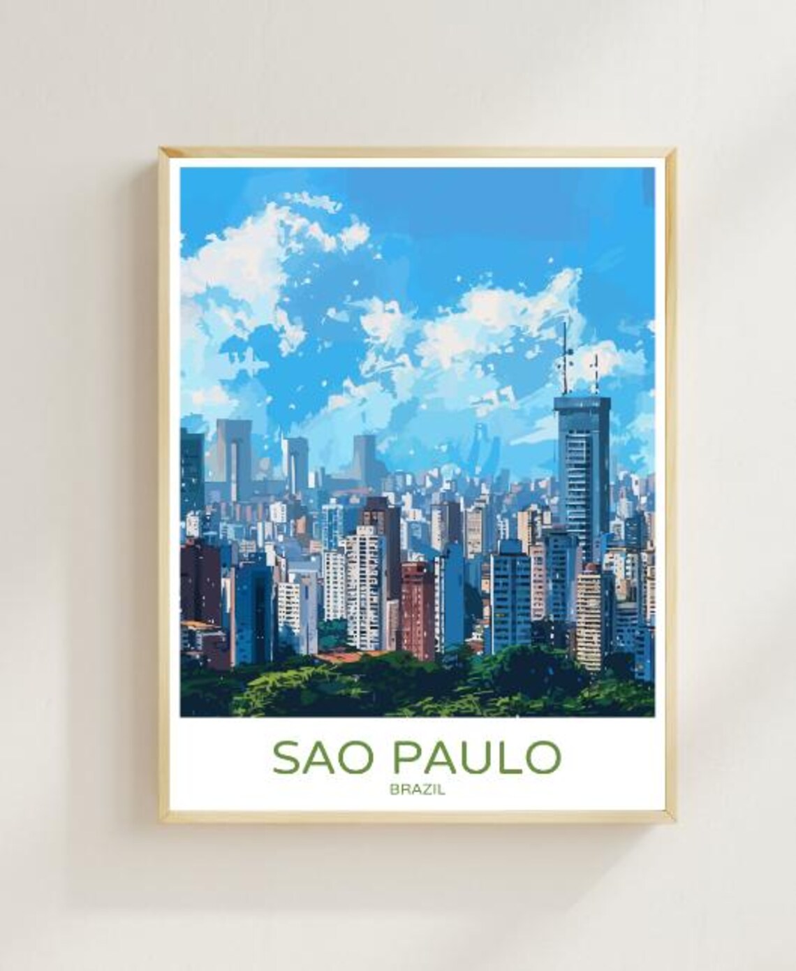 Sao Paulo Skyline Travel Postervibrant Cityscape Art Of Brazils Iconic Architecture Skyscrapersbrazil Travel Print Urban Decor