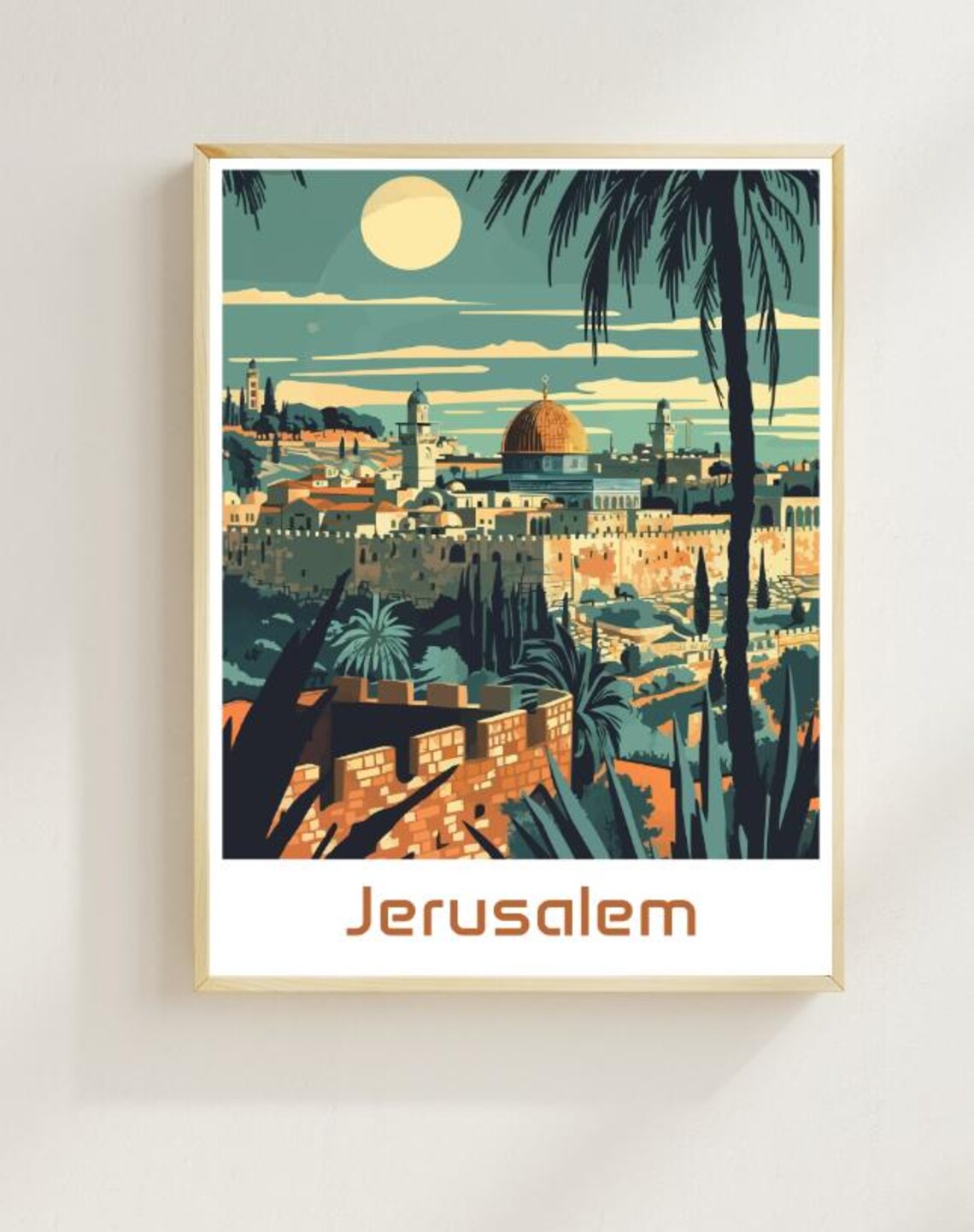 Jerusalem Holy Land Old City Golden Dome Cityscape Travel Poster