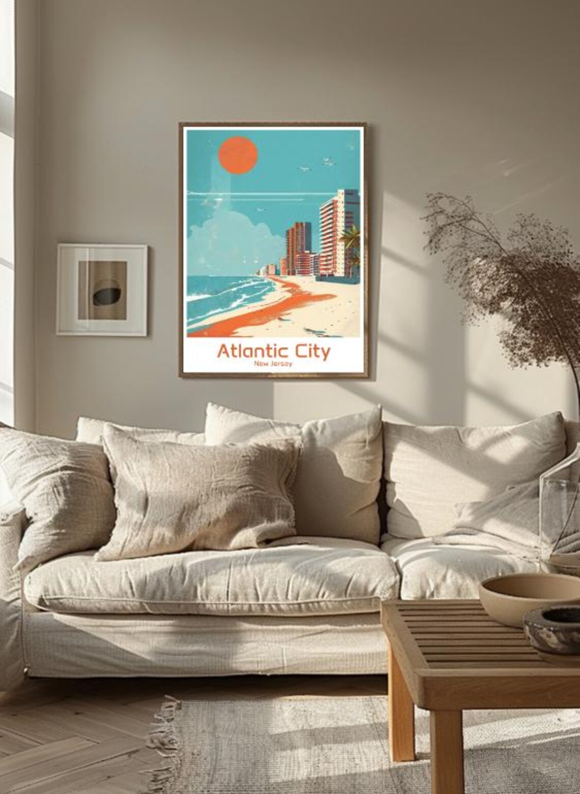 Atlantic City New Jersey Boardwalk Beach Skyline Travel Poster - Image 3