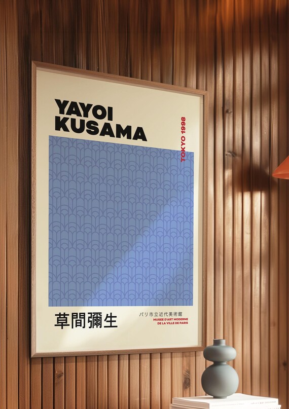 Yayoi Kusama Tokyo 1998 Blue Wave Pattern Exhibition Art Poster
