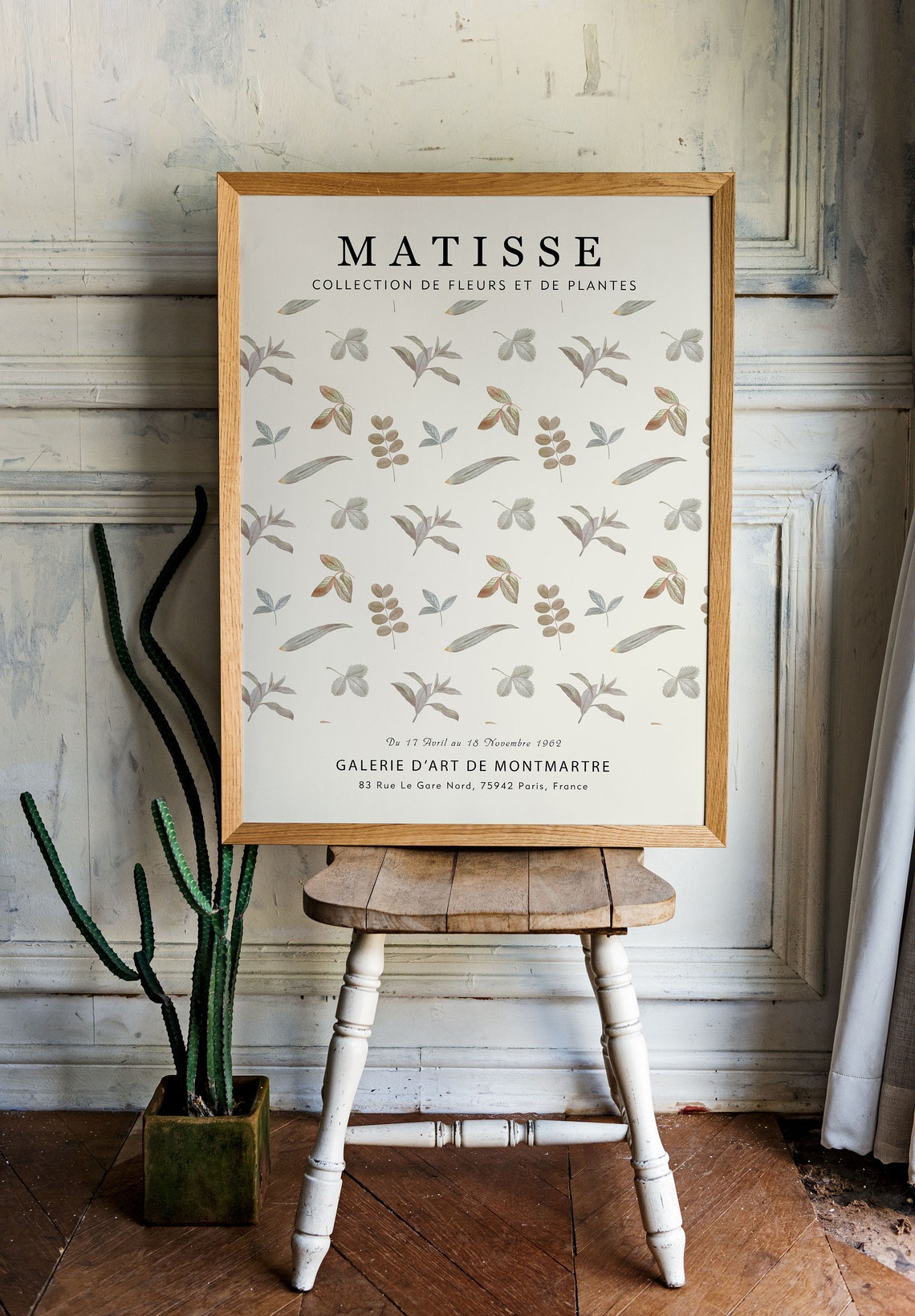 Matisse Neutral Leaf Sprig Botanical Pattern Gallery Art Print - Image 3
