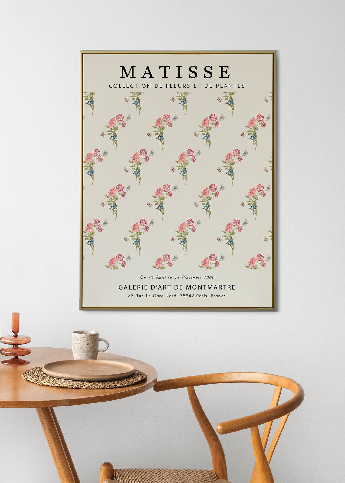 Matisse Mini Pink Rose Bouquet Pattern Floral Gallery Art Print - Image 3