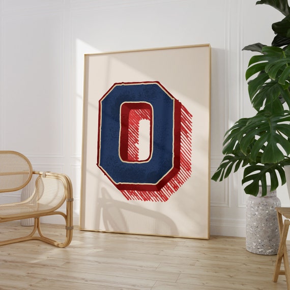 Vintage Initial Print Single Letter Alphabet Poster O Poster Eclectic Home Typography Decor Nursery Room Decor