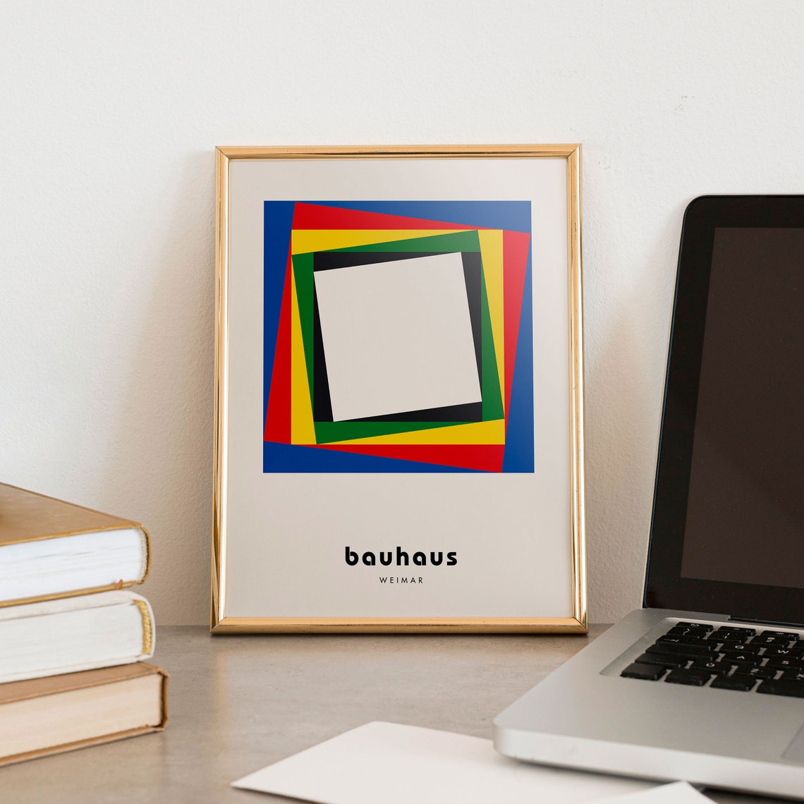 Primary Color Blocked Square Bauhaus Weimar Mid Century Poster - Image 2