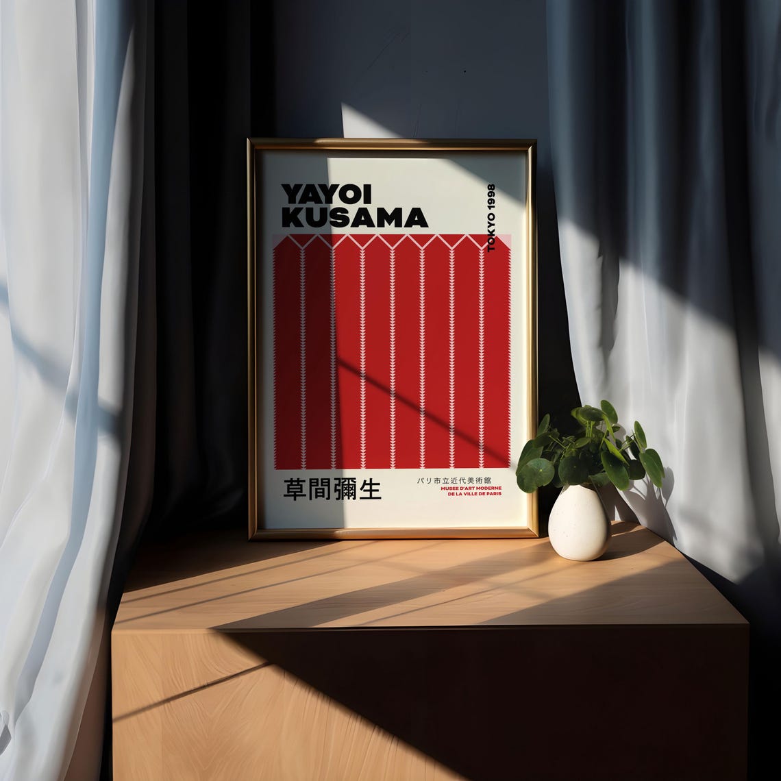 Yayoi Kusama Tokyo 1998 Red White Zigzag Stripe Exhibition Poster - Image 3