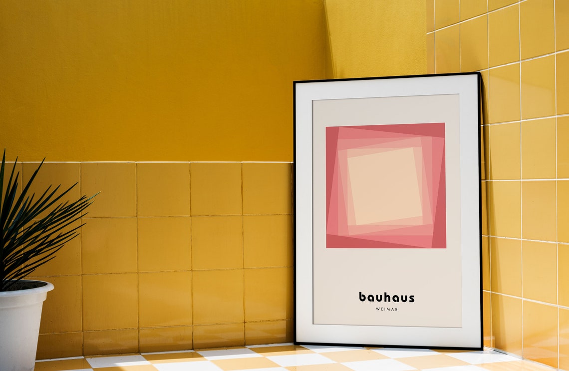 Blush Pink Layered Square Bauhaus Weimar Mid Century Modern Poster - Image 4