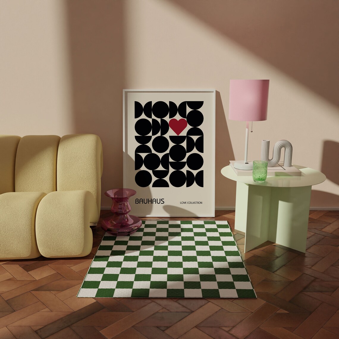 Black Geometric Circle Heart Bauhaus Love Collection Art Poster - Image 4