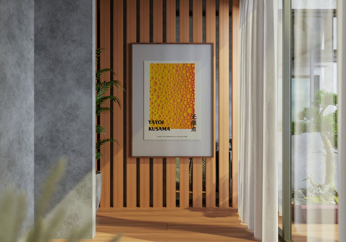 Yayoi Kusama Sunset Orange 3D Bubble Dot Gradient Art Poster - Image 4