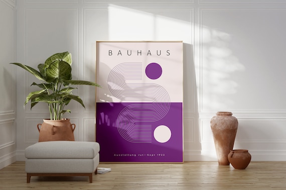 Bauhaus 1923 Exhibition Geometric Abstract Deep Purple Minimalist Poster