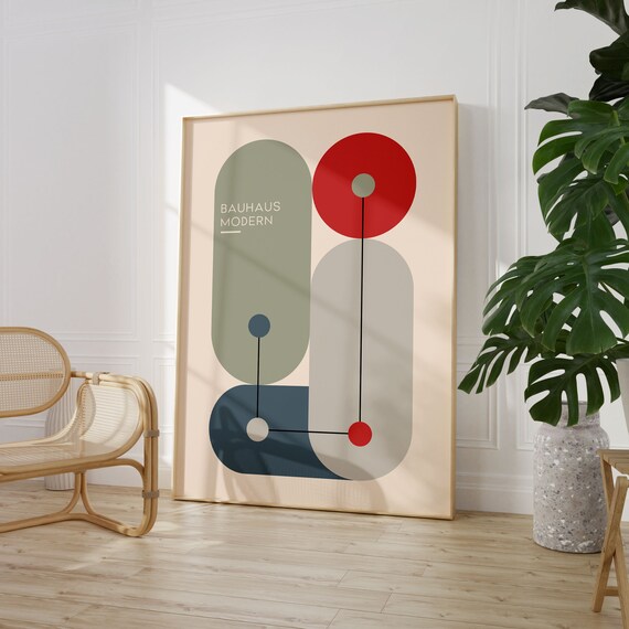 Bauhaus Poster Print Bauhaus Printable Exhibition Poster Geometric Wall Art Mid Century Modern Bauhaus Decor Minimalist Retro Wall Art