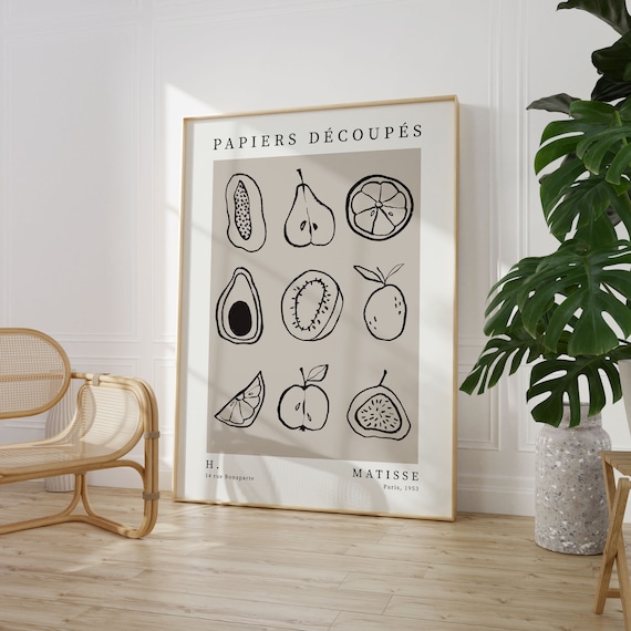 Papiers Decoupes Matisse Fruit Line Art Exhibition Poster Paris 1953
