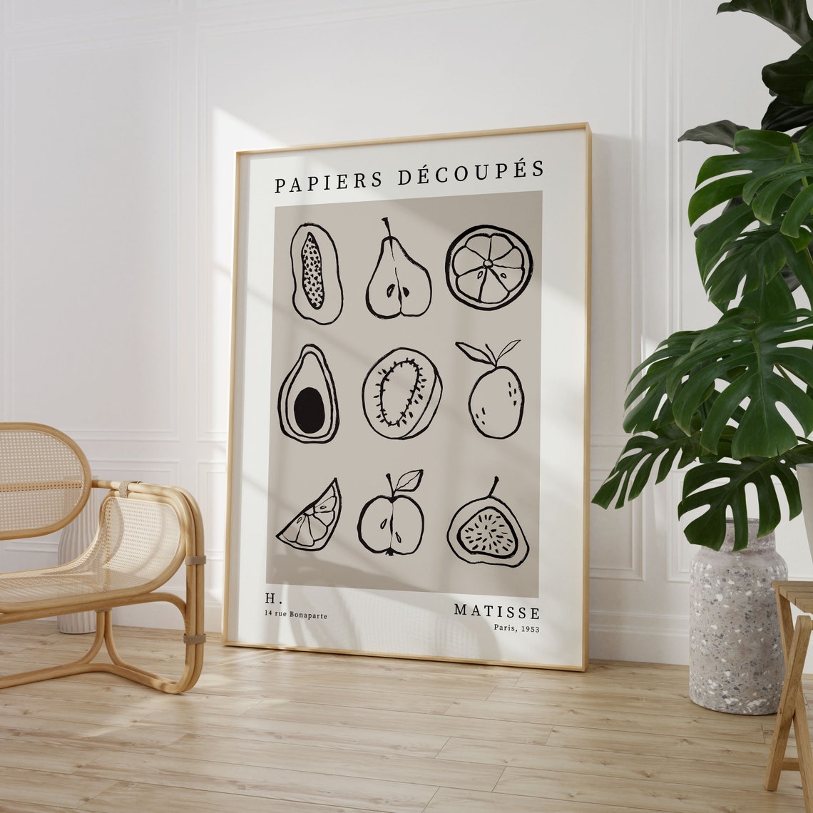 Papiers Decoupes Matisse Fruit Line Art Exhibition Poster Paris 1953