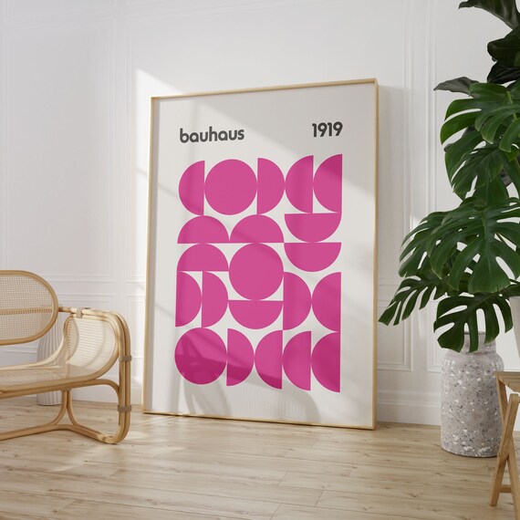 Bauhaus Poster Print Bauhaus Printable Exhibition Poster Geometric Wall Art Mid Century Modern Retro Decor Minimalist Wall Art