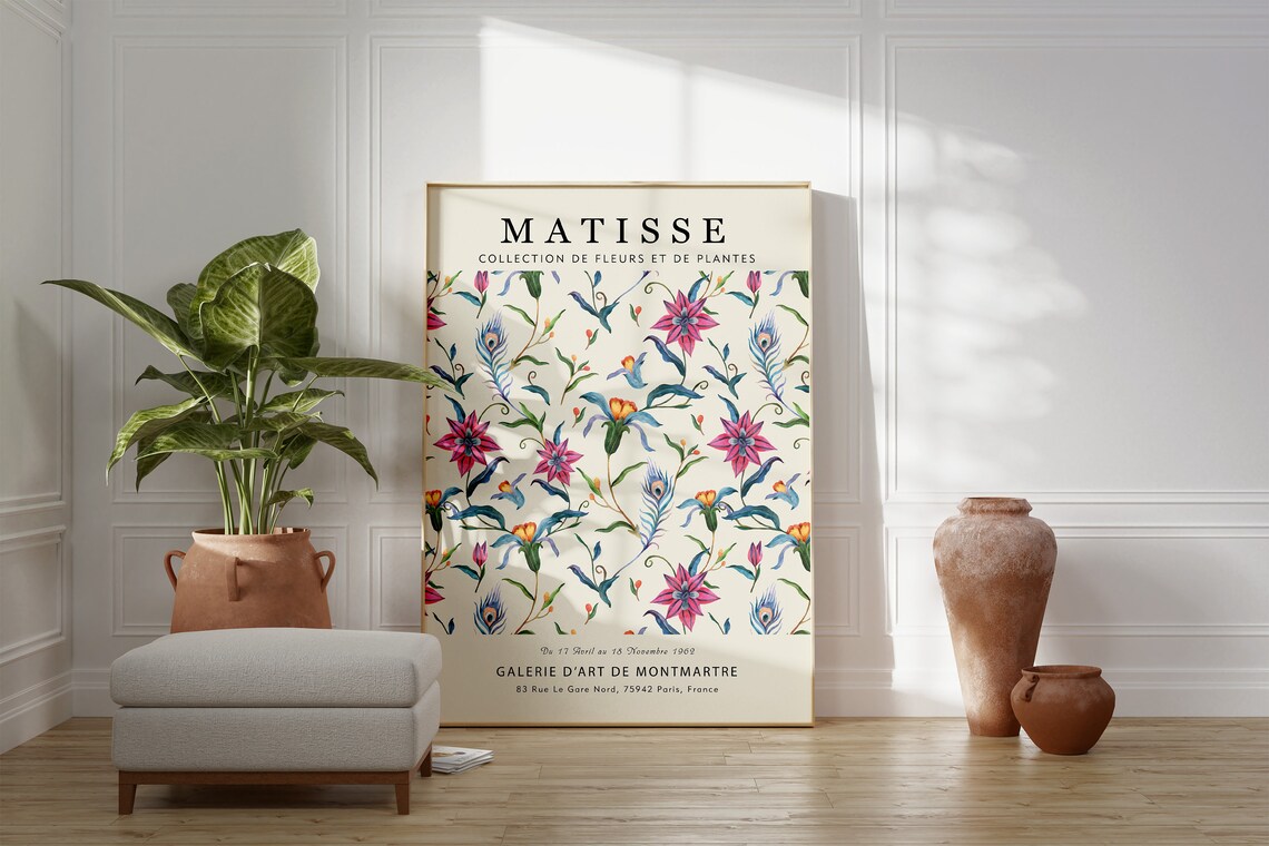 Matisse Flower Market Pink Bloom Botanical 1989 Paris Exhibition Poster