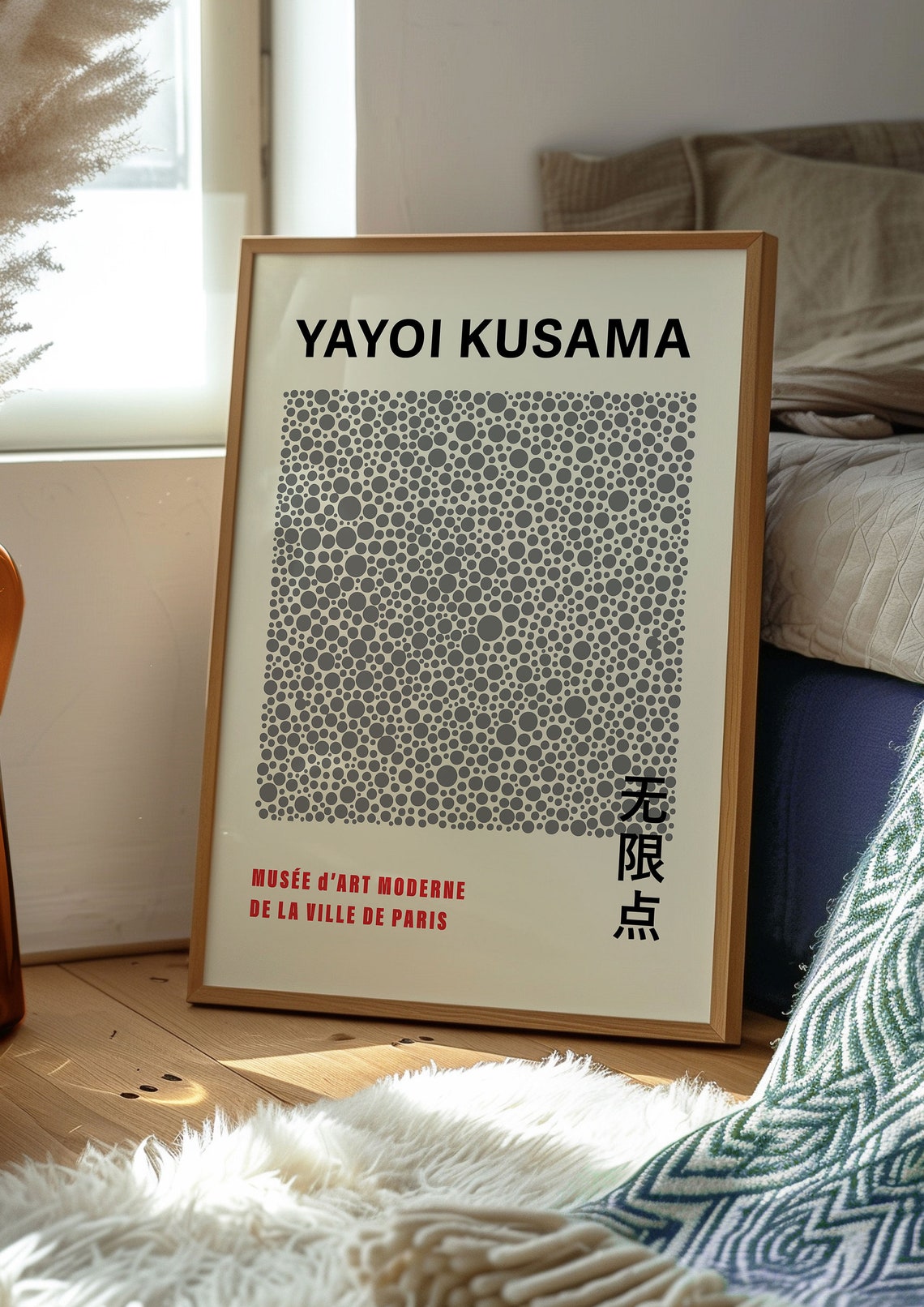 Yayoi Kusama Dark Grey Polka Dot Monochrome Exhibition Art Poster - Image 3