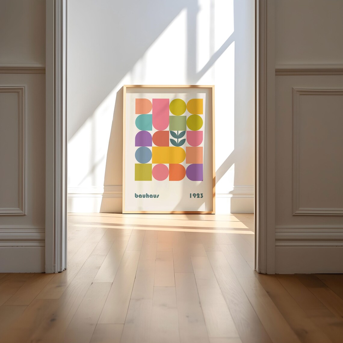 Bauhaus 1923 Colorful Geometric Floral Grid Modern Exhibition Poster - Image 3