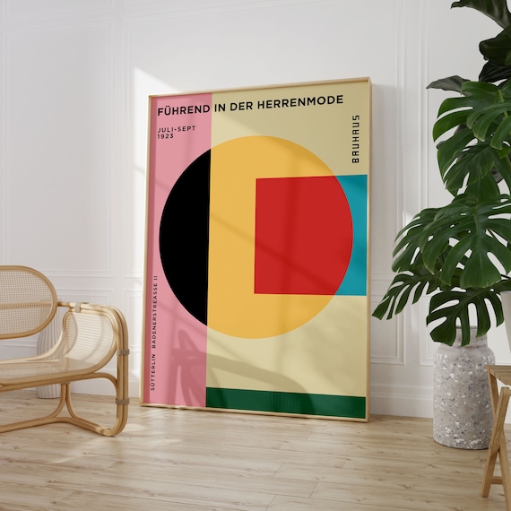 Pink Geometric Bauhaus Museum Exhibition Poster
