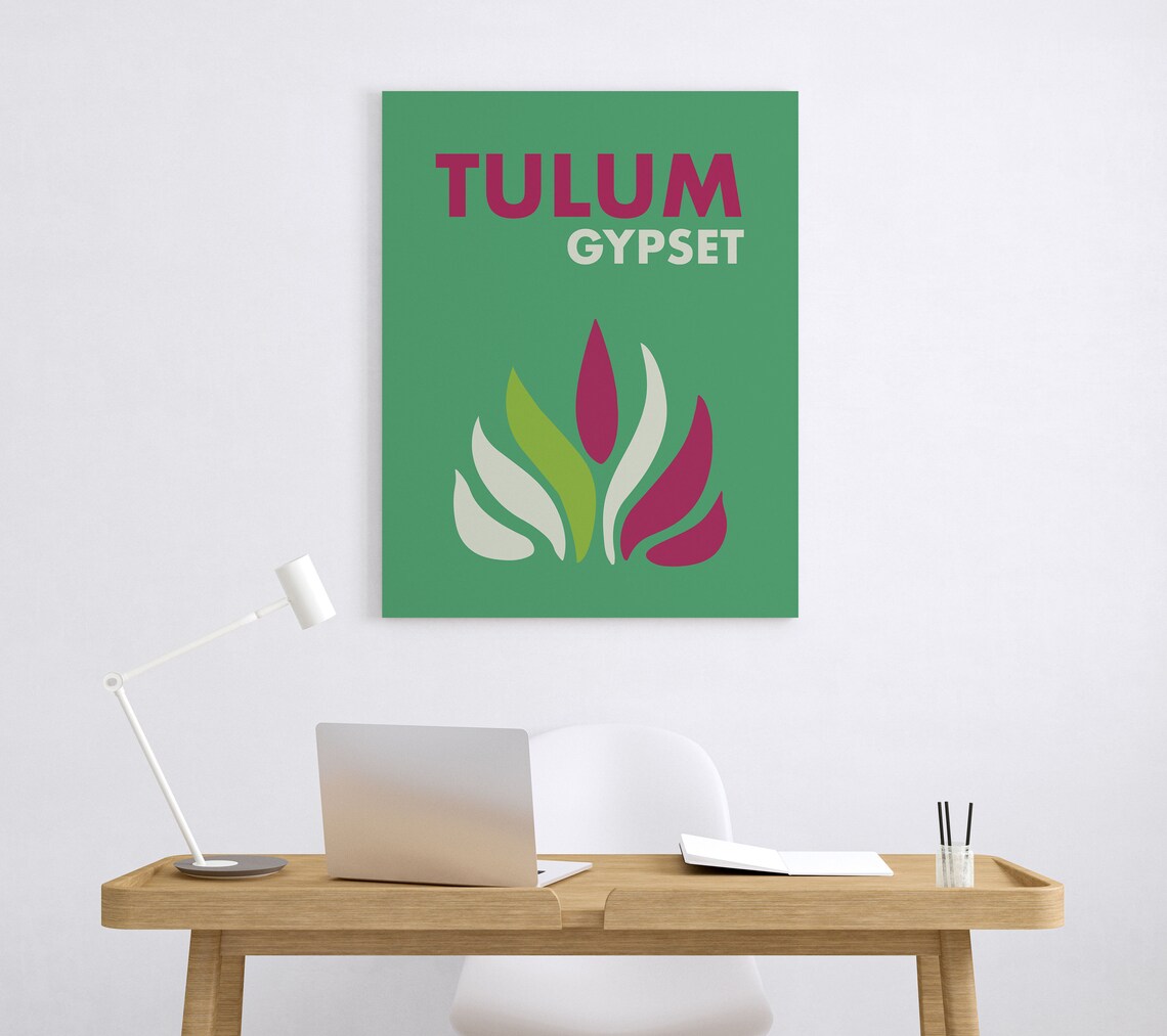 Tulum Gypset Mexico Travel Poster Green Abstract Tropical Leaf Art - Image 5