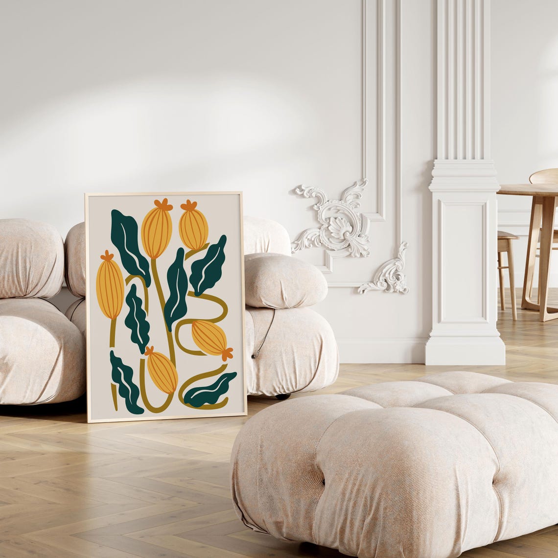 Matisse Style Golden Buds and Dark Teal Leaves Botanical Poster - Image 4