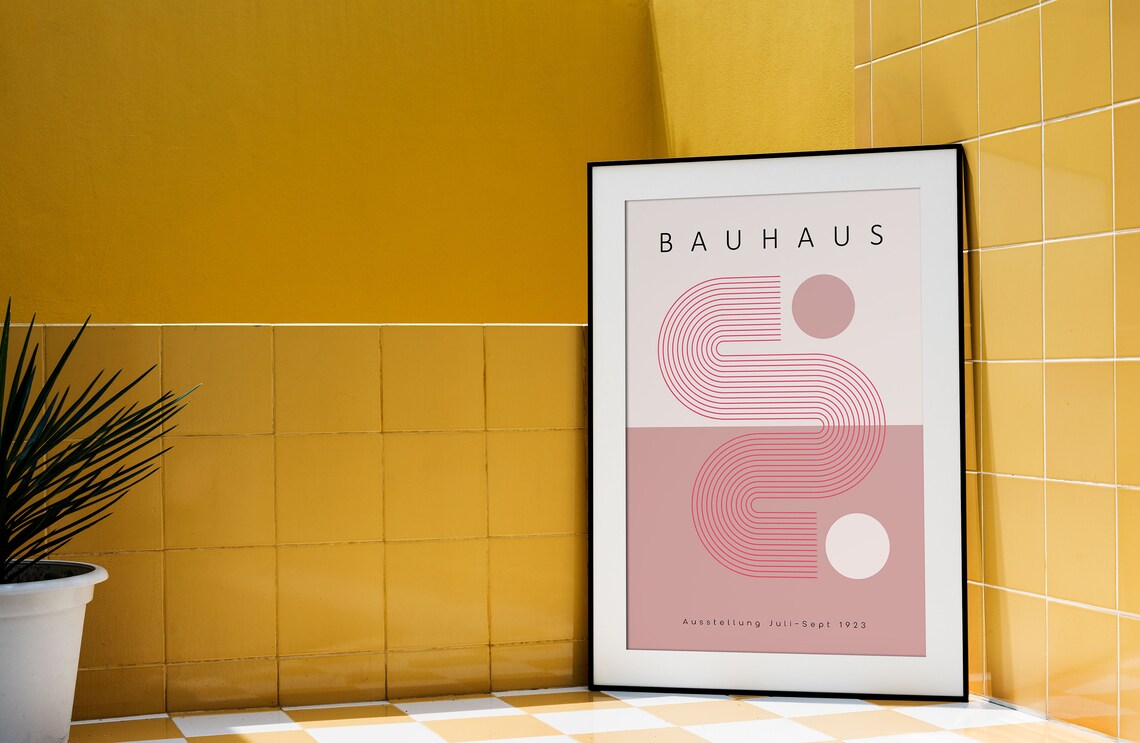 Bauhaus 1923 Exhibition Geometric Abstract Blush Pink Modern Art Poster - Image 2