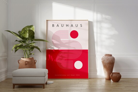 Bauhaus Geometric Exhibition Poster, Mid Century Modern