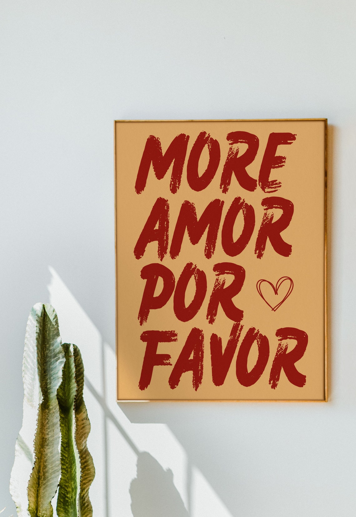 More Amor Por Favor Rust Red Brush Lettering Warm Quote Wall Poster - Image 4