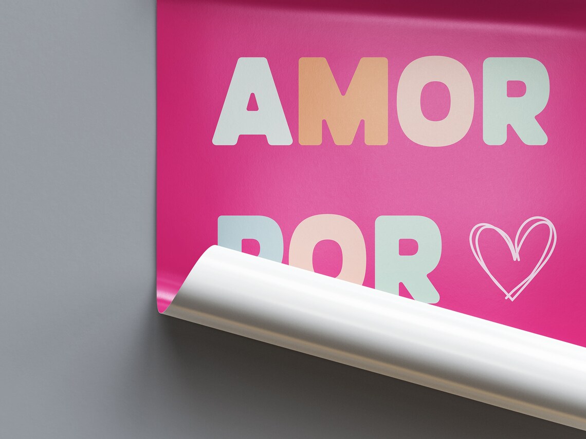 More Amor Por Favor Hot Pink Pastel Letter Maximalist Quote Poster - Image 3