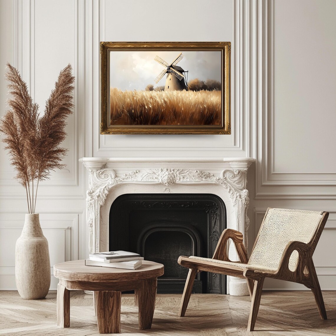 Antique Windmill, Vintage Countryside Landscape - Image 3