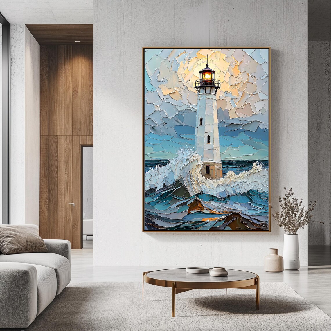 Lighthouse Art Print, Coastal Nautical Artwork - Image 3